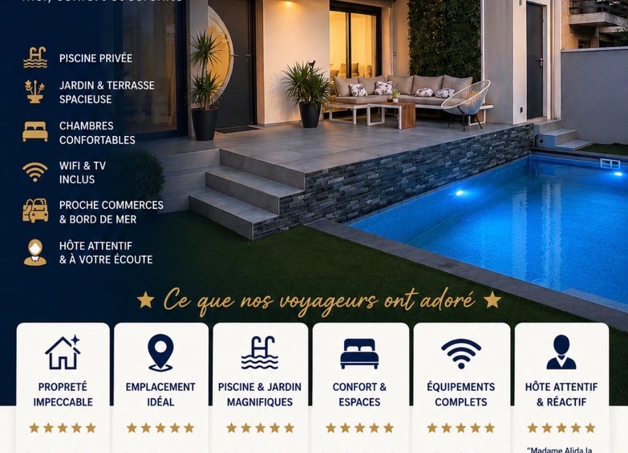 Photo 1 de Villa tout confort à Béziers – Piscine, Wi-Fi, parking gratuit