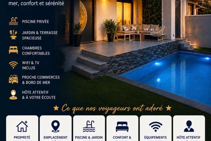 Villa tout confort à Béziers – Piscine, Wi-Fi, parking gratuit
