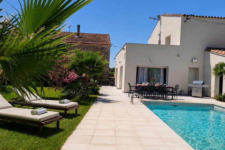 Mas provençal sans vis-à-vis, avec piscine près des plages de Montpellier.