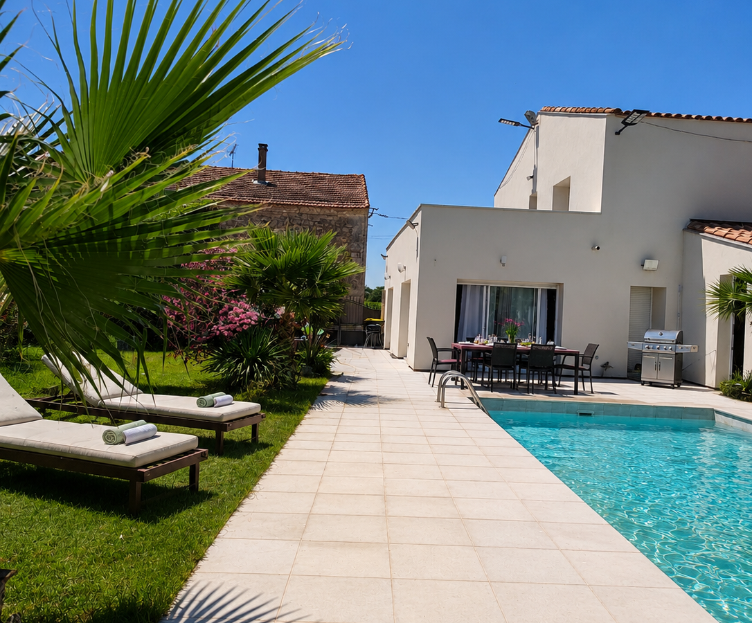 Photo de Mas provençal sans vis-à-vis, avec piscine près des plages de Montpellier.