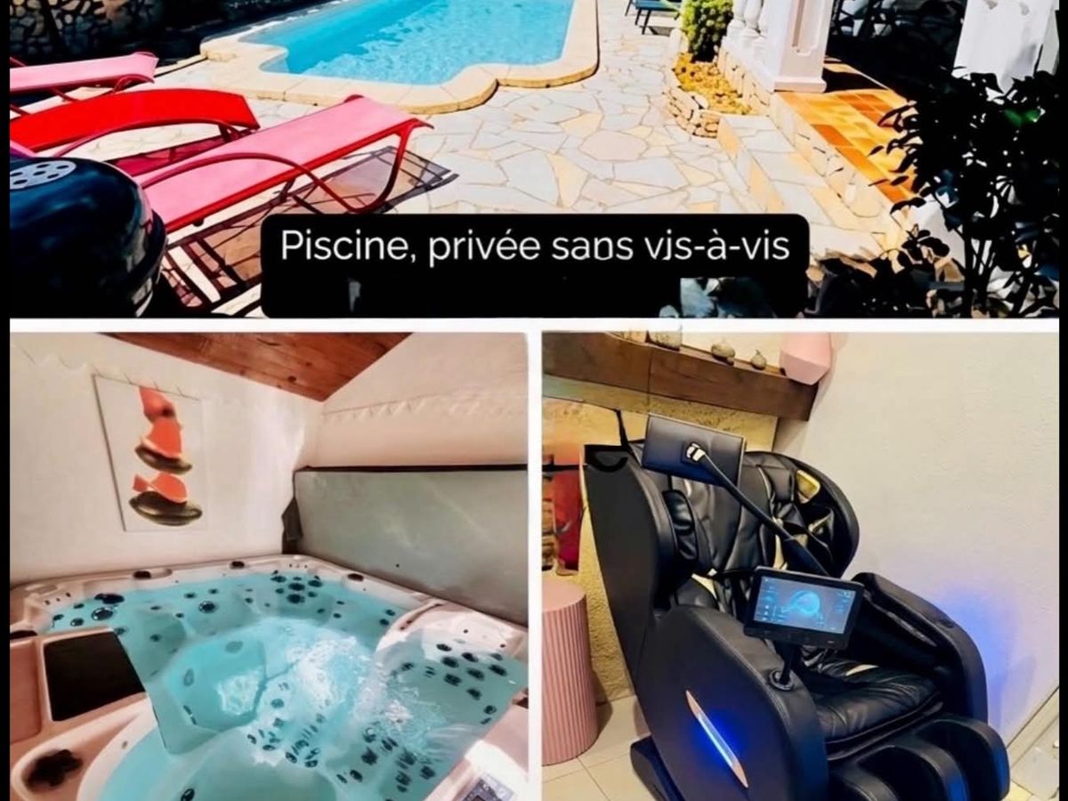 Photo de  villa avec piscine, spa, clim,fauteuil massant chauffant sans vis à vis 