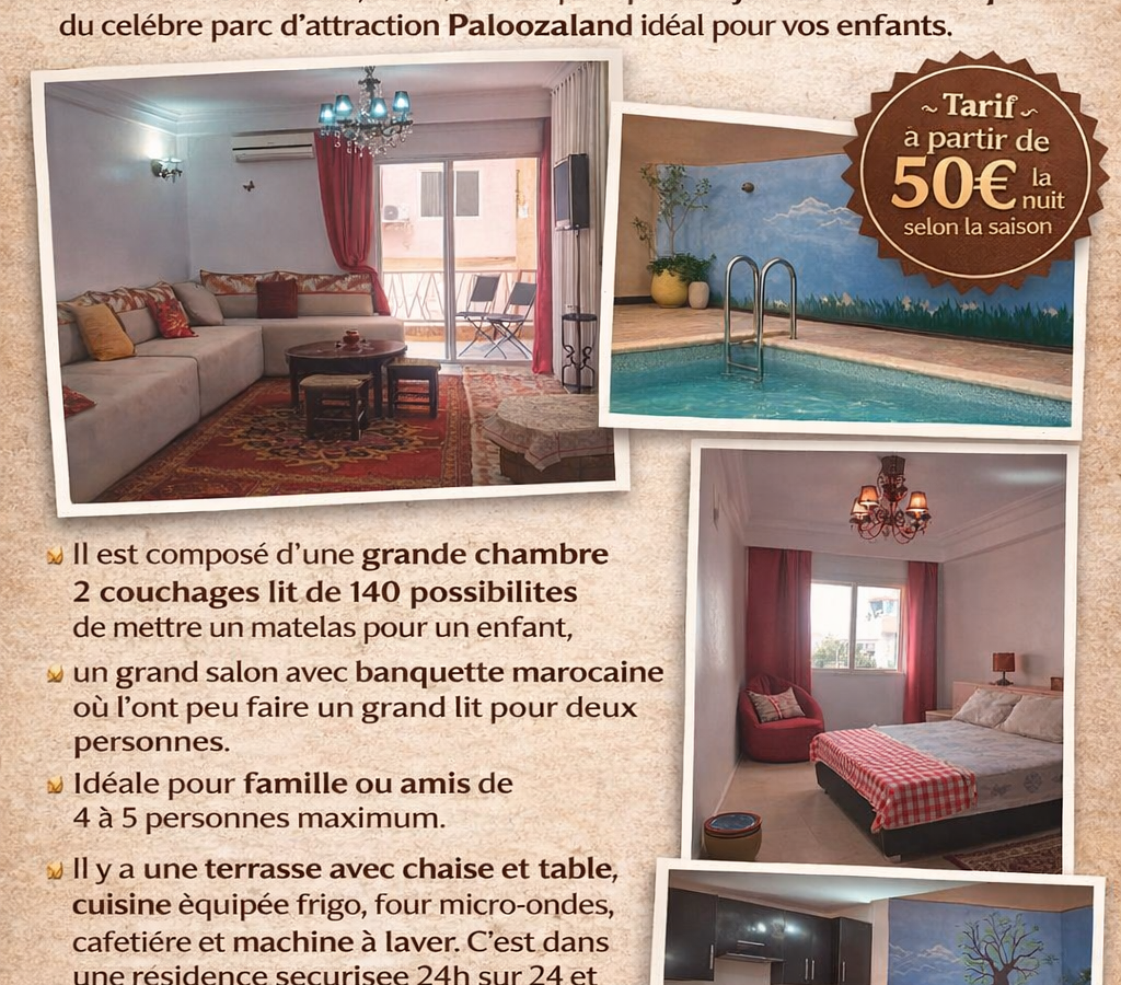 Photo de Loue appartement à Marrakech dans résidence sécurisée avec piscine